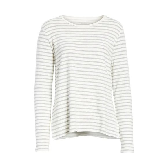 NWT Majestic Filatures Long Sleeve Stripe Pullover Sweatshirt Tee Grey 3 - Picture 5 of 10